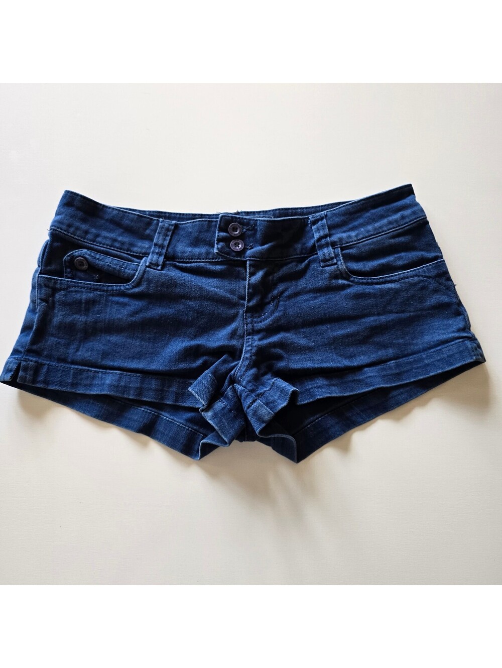 YMI Jeans Womens Size 7 Low Rise Denim Shorts Booty Short Cuffed Y2K Dark Wash